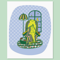 Knitting Froggy Art Print