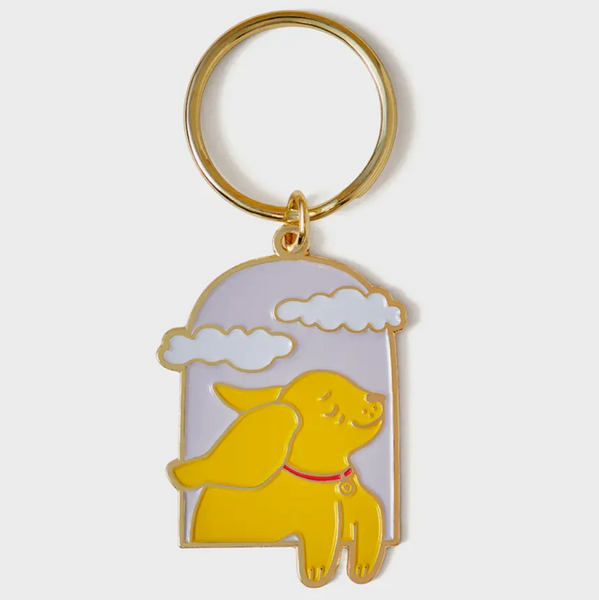 Happy Dog Enamel Keychain