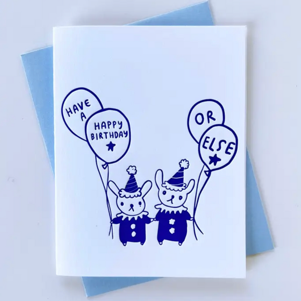 Menacing Clown Bunnies Birthday Card