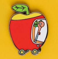 Richard Scarry Lowly Worm In Apple Car Enamel Pin