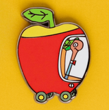 Richard Scarry Lowly Worm In Apple Car Enamel Pin