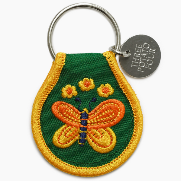 Embroidered Fabric Keychain - Retro Butterfly