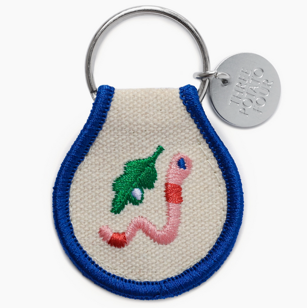 Embroidered Fabric Keychain - Retro Worm