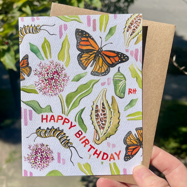 Rosalie Haizlett Card - Monarch + Milkweed Birthday Card