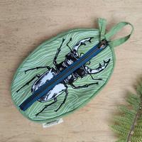Stag Beetle Cotton Cosmetic + Pencil Bag