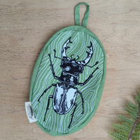 Stag Beetle Cotton Cosmetic + Pencil Bag
