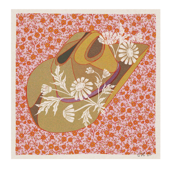 Pink + Brown Cowboy Hat Art Print