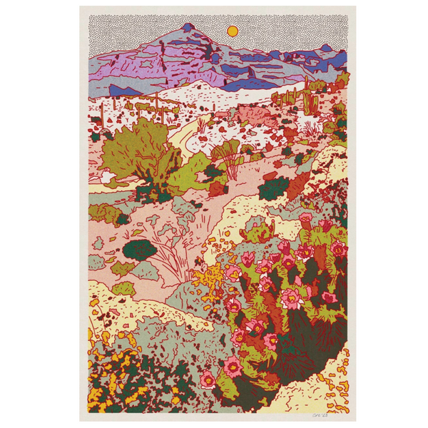 Vertical Mountain Cactus Art Print
