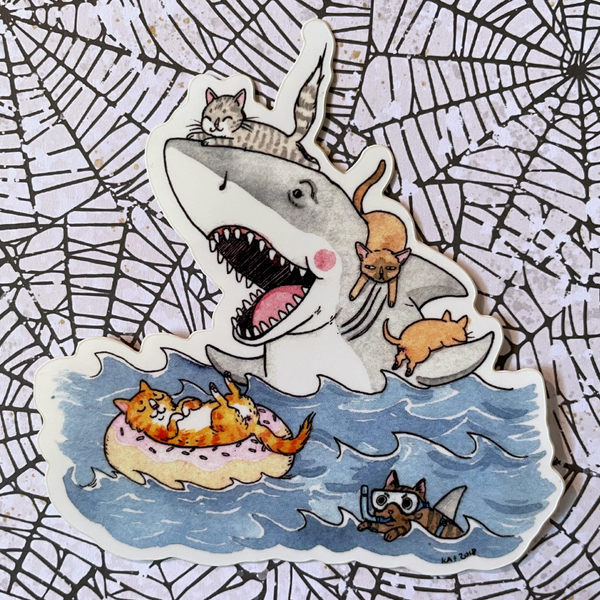 Paws 3 Jaws With Cats Sticker