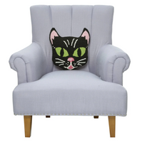 Black Cat Face Hooked Wool Pillow