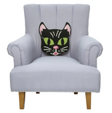 Black Cat Face Hooked Wool Pillow