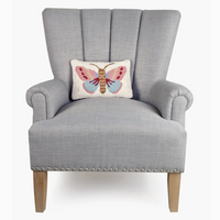 Pink Moth Wool Hooked Pillow