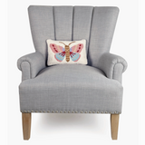 Pink Moth Wool Hooked Pillow