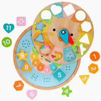 Multi-Language + Counting + Colors Wooden Learning Clock