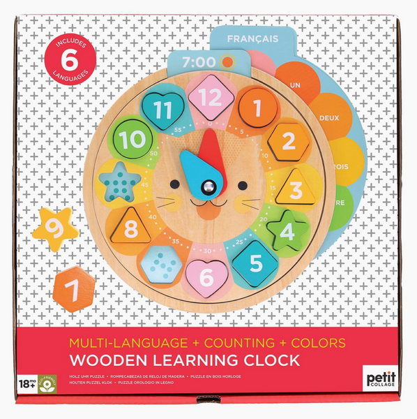Multi-Language + Counting + Colors Wooden Learning Clock