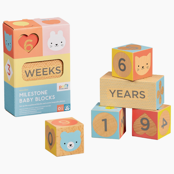 Wooden Baby Milestone Blocks