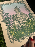 Practical Magic House Linocut Print