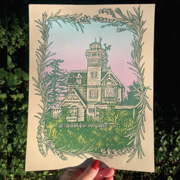 Practical Magic House Linocut Print