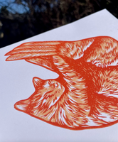 Shrimp Cat Linocut Print