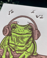 Cute Frog Linocut Print