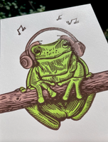 Cute Frog Linocut Print