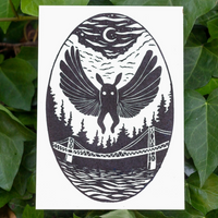Mothman Linocut Print