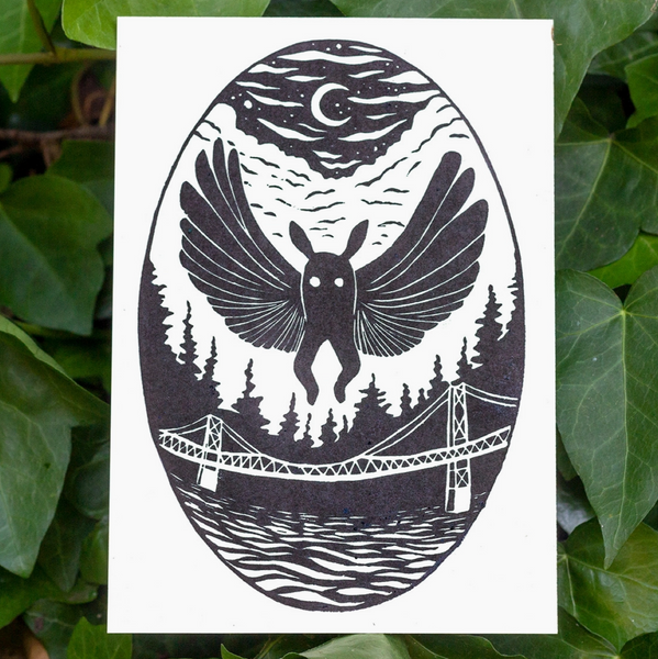 Mothman Linocut Print