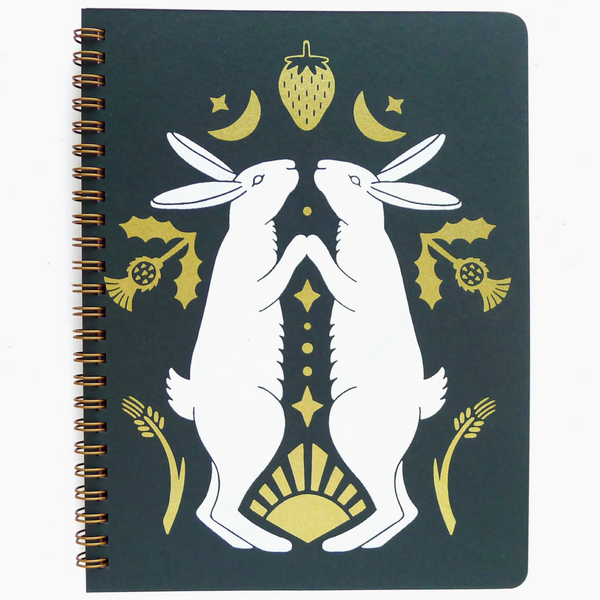 Handmade Coil Bound Sketchbook - Large Harvest Rabbits