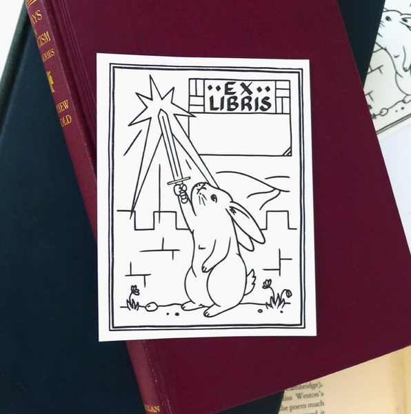 Letterpress Bookplate - Mighty Bunny