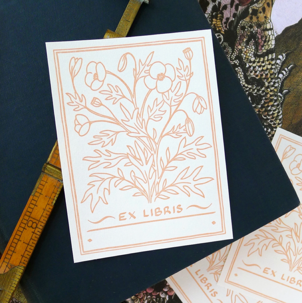 Letterpress Bookplate - Poppy