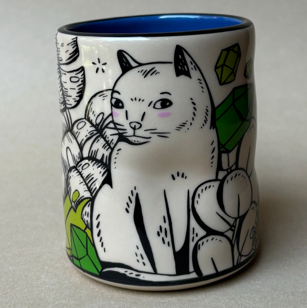 Cary Lane Cup - Large Lucky Cat + Houseplant