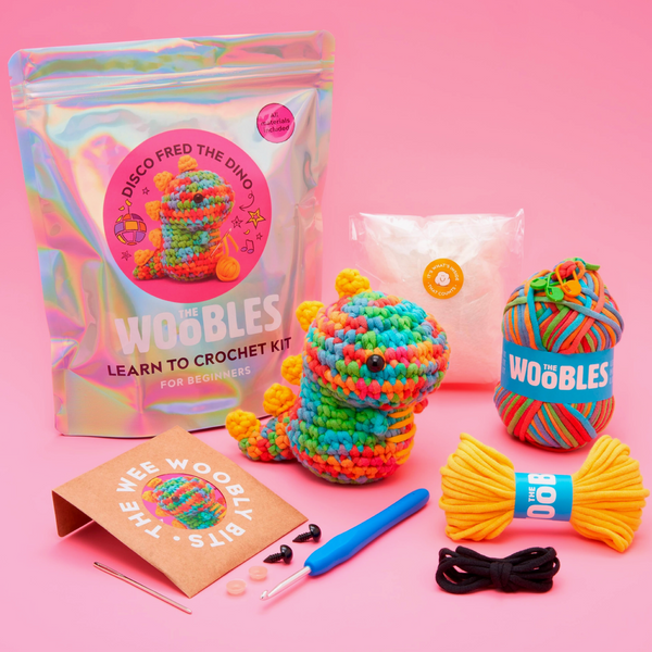The Woobles Crochet Kit - Fred The Rainbow Dinosaur