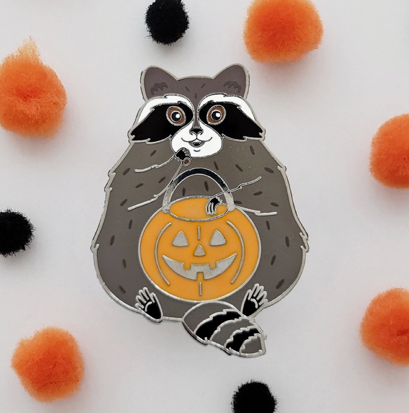 Trick-Or-Treat Raccoon Enamel Pin