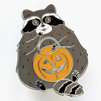 Trick-Or-Treat Raccoon Enamel Pin