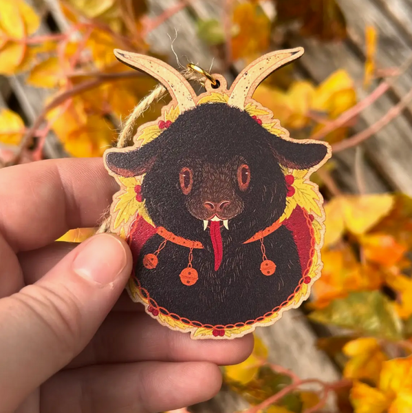 Illustrated Wood Ornament - Cute Krampus