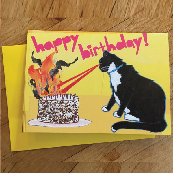 Laser Cat Birthday Card