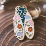 Floral Cicada Enamel Pin