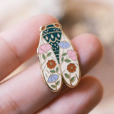 Floral Cicada Enamel Pin