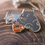 Coffee Cat Enamel Pin