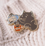 Coffee Cat Enamel Pin