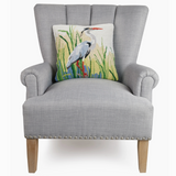 Great Blue Heron Wool Hooked Pillow