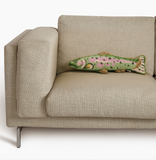 Trout Shaped Wool Hooked Pillow