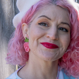 Pink Strawberry Face Earrings