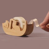 Wooden Kitty Cat Tape Dispenser