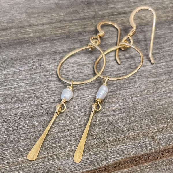 Baby Hoop With Pearl Spike Earrings