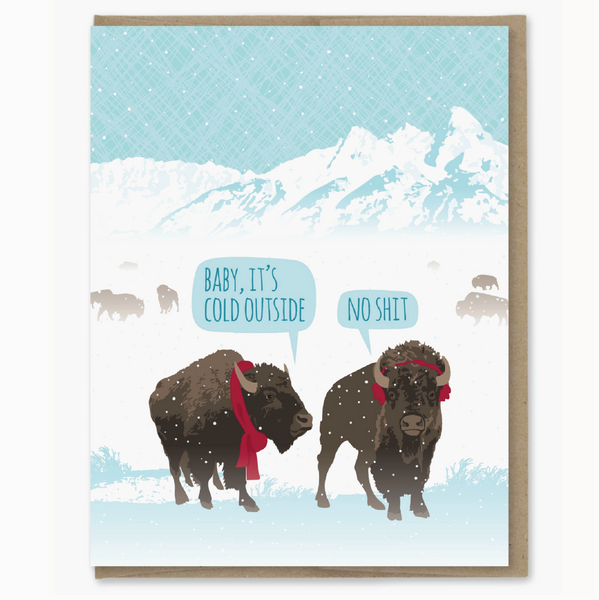 Baby It's Cold Bison Holiday Card