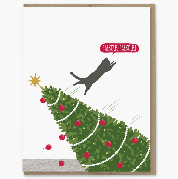 Parkour Cat Holiday Card