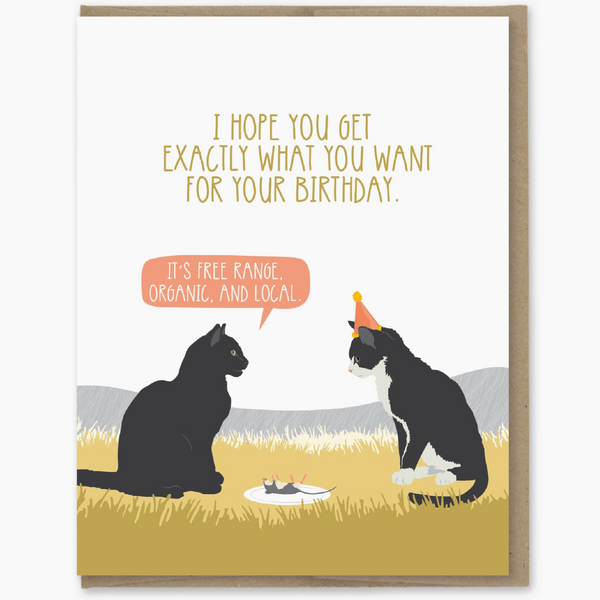 Cats Organic Mouse Birthday Card