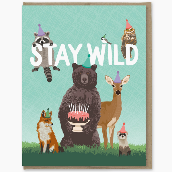 Stay Wild Animal Party Birthday Card