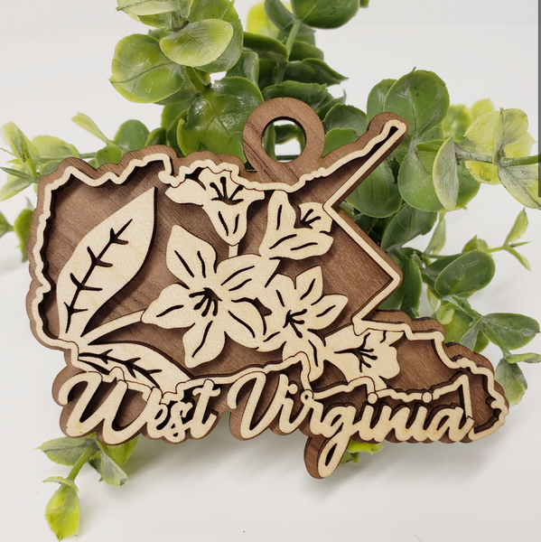 Layered Wood Ornament - West Virginia Rhododendron